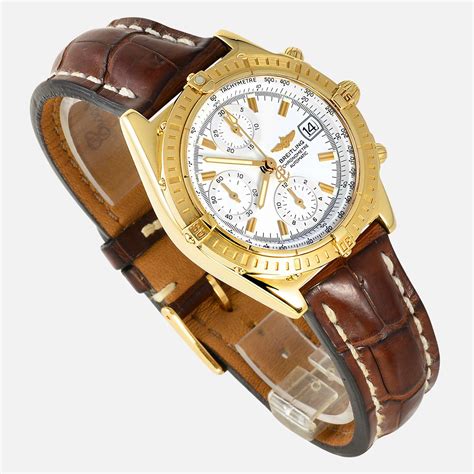 breitling 18k gold vintage|breitling yellow gold watch.